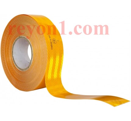 Sarı Reflektif Bant 5cm x 50mt Reflekt Reflektör Reflektif Petekli Şerit Bant TÜVTÜRK Uyumlu