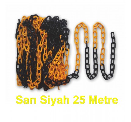 Sarı - Siyah Plastik Zincir 25 metre