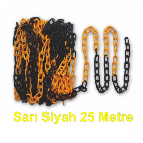 Sarı - Siyah Plastik Zincir 25 metre